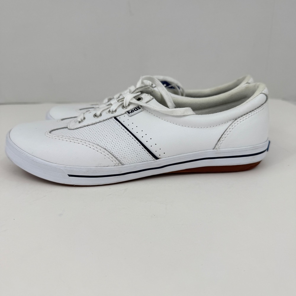 Keds Ace Leather Sneakers Womens 8 White Perforated Ortholite FLAW - Picture 5 of 10